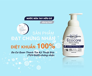Nước rửa tay hữu cơ diệt khuẩn dạng bọt tinh dàu Cam 250ml thương hiệu Ecocare