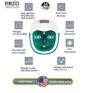 Bồn ngâm chân cao cấp massage USA đa năng con lăn xoay tự động HoMedics FB-650 ,nhập khẩu USA
