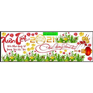 Decal trang trí tết xuân tân sửu - có sẵn keo - decal dán kính trang trì tết PK624