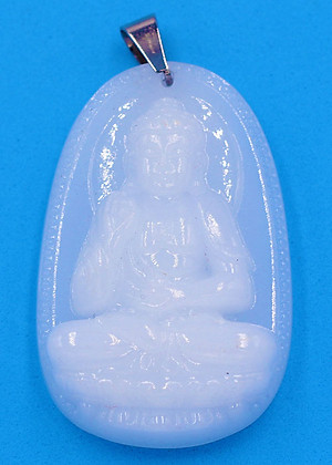 Mặt dây chuyền Phật A Di Đà thạch anh trắng 5cm - Phật bản mệnh tuổi Tuất, Hợi - Mặt phật size lớn