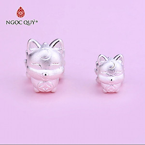 Charm bạc hồ ly 9 đuôi xỏ ngang - Ngọc Quý Gemstones