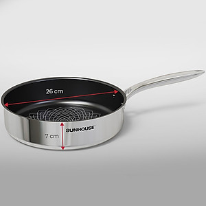 Chảo Inox 3 lớp Ultra Titanium Sunhouse STIM - Dùng cho mọi loại bếp - Hàng chính hãng