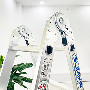 Thang nhôm gấp 4 đoạn SUMIKA SK604 (chữ A - 2.35m, chữ I - 4.7m), 14 tư thế sử dụng, tải trọng 150kg, làm từ hợp kim nhôm cao cấp, khóa chốt tự động