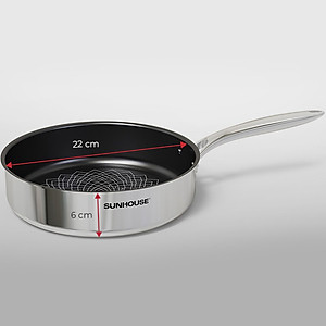 Chảo Inox 3 lớp Ultra Titanium Sunhouse STIM - Dùng cho mọi loại bếp - Hàng chính hãng
