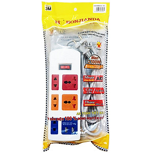 Ổ Cắm Điện Honjianda Loại 5 Ổ Có 2 Cổng USB - HJD-0436B-2U (Dây Dài 3m) - Giao màu ngẫu nhiên