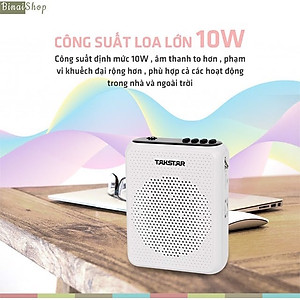Takstar E300W- Tặng túi rút đựng máy trợ giảng - Máy Trợ Giảng Không Dây UHF, Kết Nối Bluetooth, Công Suất 10W Cho Giáo Viên, Bán Hàng - Hàng chính hãng