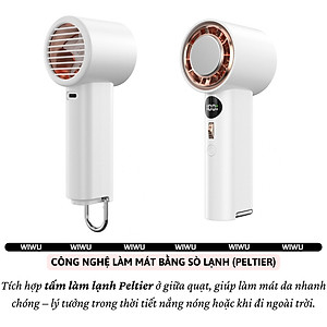 Quạt cầm tay turbo sò lạnh mini siêu mát Pin trâu 3000 mAh, nhỏ gọn linh hoạt hiệu WIWU Wi-FS016 ChillMate - 100 chế độ gió, thiết kế đẹp, bền - hàng nhập khẩu