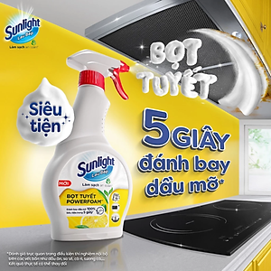 Combo 2 Chai Bọt Tuyết Lau Bếp Sunlight POWERFOAM Đánh Bay Dầu Mỡ 100% Siêu Tiện Trong 5 Giây 500ML