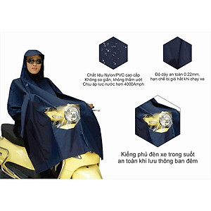 Áo mưa Poncho vải BEST có kiếng phủ đèn xe máy RANDO