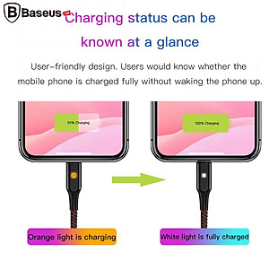 Cáp sạc nhanh Baseus X- shaped Light chân Lightin và Type C - Hàng Chính Hãng