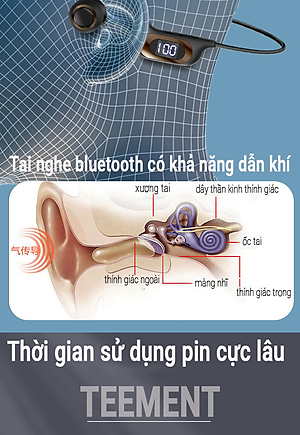 Tai Nghe Dẫn Khí Qua Xương Cao Cấp Teement Tai Nghe Bluetooth Không Dây Dành Cho Thể Thao Và Chạy Bộ - Hàng Chính Hãng