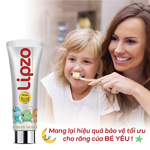 Kem Đánh Răng Trẻ Em LIPZO Vị Chuối Bảo Vệ Răng Sữa 75g Hữu Cơ Ngọt Thơm An Toàn Nuốt Được Dành Cho Trẻ Em Từ 3-10 Tuổi
