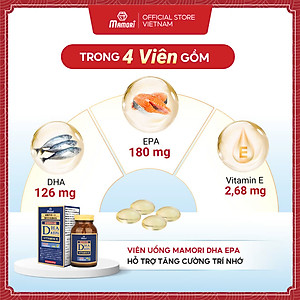 Hộp Viên Uống Bổ Xung DHA + EPA + Vitamin E Mamori Giúp Tăng Cường Trí Nhớ Tăng cường Thị Lực và Sức Khỏe Tim Mạch (455 mg x 60 viên)