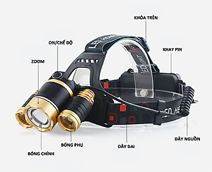 Đèn pin đội đầu 3 bóng led siêu sáng loại cao cấp chống nước (Tặng kèm quà tri ân)