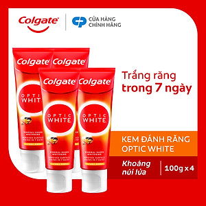 Bộ 4 kem đánh răng làm trắng răng Colgate Optic White từ khoáng núi lửa 100g
