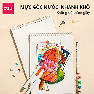 Bút Màu Dạ Marker 2 Đầu Cho Học Sinh Deli - 12/24/36/48/60 Màu Có Thể Rửa, Giặt Sạch Calligraphy Tô Màu Đi Nét Vẽ Tranh