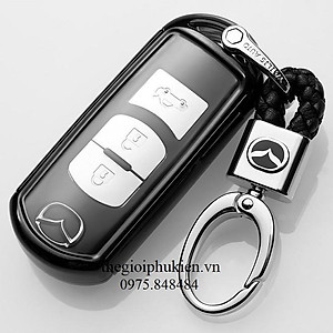 Ốp, bọc chìa khóa silicon tráng gương bảo vệ chìa khóa xe Mazda 2, 3, 6, CX-5, CX5, CX8, CX-8 kèm móc đeo INOX