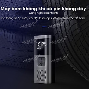 Bơm điện cầm tay di động VC-027 cho ô tô, xe đạp điện, xe máy dung lượng 6000 mAh, đa năng, không dây di động 150 psi (đủ phụ kiện) - Mai Lee