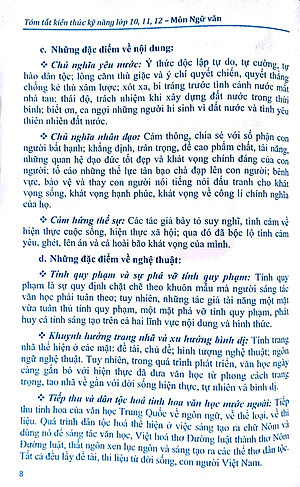 Sách Tóm Tắt Kiến Thức - Kĩ Năng Lớp 10 - 11 - 12 Môn ngữ Văn Chuẩn Bị Cho Kì Thi THPT Quốc Gia