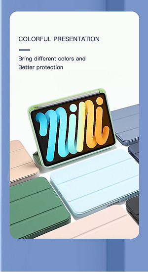 Bao da dành cho iPad Mini 7 , Mini 6 Pencil Holder Smart Case (Có khe cắm bút Apple Pencil) - Hàng chính hãng