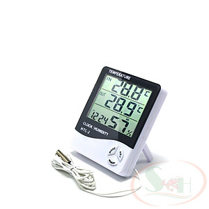 Đồng hồ nhiệt ẩm kế điện tử HTC 2 màn hình LCD đo nhiệt độ và độ ẩm