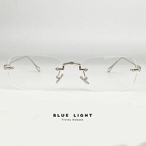 Gọng Kính Cận, Kính Giả Cận Nam Nữ, Gọng Khoan Mắt Chữ Nhật Không Viền, Sang Trọng Thanh Lịch, Cứng Cáp - BLUE LIGHT