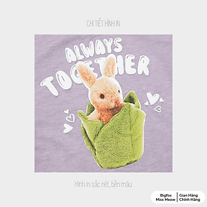 Áo thu đông cho bé gái Bigfox Miss Meow chất nỉ cotton co dãn in thỏ LHD1939, size trẻ em 3,5,7,11 tuổi 30kg 39kg