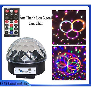 Đèn quả cầu xoay pha lê cảm biến nhạc - Đèn led quả cầu xoay nháy theo nhac mp3 có điều khiển kết nối Bluetooth