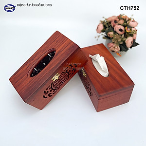 Hộp Giấy Ăn Bằng Gỗ Hương (Cỡ lớn - đủ mẫu) Đục Khắc Hoa Văn Tinh Xảo/Độc Đáo