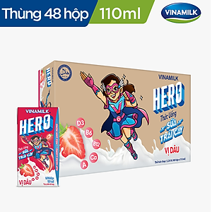 THỨC UỐNG SỮA TRÁI CÂY HERO VỊ DÂU VINAMILK - HỘP X 110ML