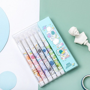 Bộ 6 bút 2 ngòi nhiều màu 2 line 0.5mm lalunavn nhiều màu sắc phi hành gia trang trí sổ tay ghi chép cute - A60
