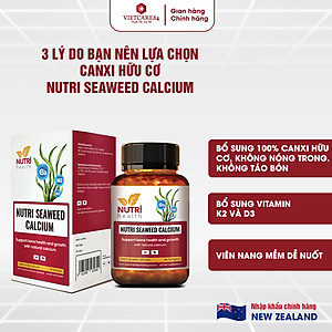 [TẶNG: Folic Acid 165k] Canxi Hữu Cơ New Zealand Nutri Seaweed Calcium 60 Viên - Bổ Sung Canxi, Tăng Chiều Cao, Chống Loãng Xương - Chính Hãng