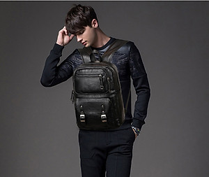 Ba lô da bò nam công suất lớn phong cách châu âu