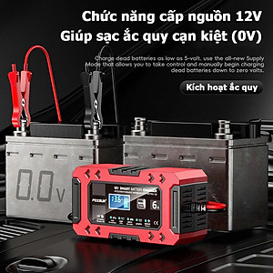 Bộ Sạc Ắc Quy FOXSUR 12V Hàng Nhật – Sạc Thông Minh 10 Giai Đoạn, Khử Sunfat, Tự Động Ngắt Cho Ắc Quy 4AH - 120AH