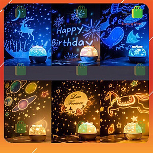 Chill Party-Đèn Chiếu Ngàn Sao 6 phong cách kiêm đèn ngủ xoay tự động, nhiều màu sắc tuyệt đẹp - Hàng chính hãng