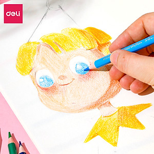 Bút Chì Màu Gốc Dầu Deli - Hộp 12 Màu Chì Học Sinh Chuyên Nghiệp - Màu Sắc Tươi Sáng Không Dễ Gãy - Quà Tặng Cho Bé