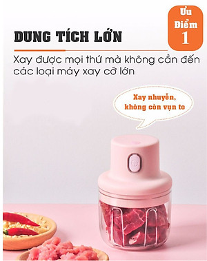 Máy Xay Tỏi , Máy Xay Thức Ăn Đa Năng Tiện Dụng - Pin Sạc Tích Điện - Dung Tích 250ml - Energy Green Lighting