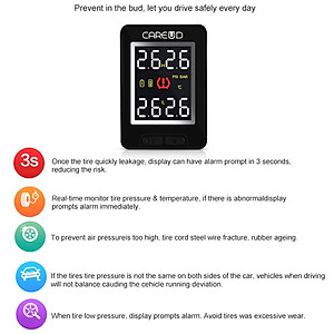 Cảm biến áp suất lốp trong cao cấp thương hiệu Careud dành cho các hãng xe - Cảnh báo áp suất, chính xác: ±1.5PSI (±0.1bar) - Điện áp: 8-16V - Hàng Nhập Khẩu