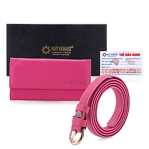 Combo Ví Và Thắt Lưng Nữ Huy Hoàng HT3128-HT5132 (22.5 x 11.5 cm) - Hồng