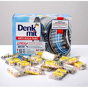 Hộp 60 viên khử mùi hôi, làm sạch lồng máy giặt Denkmit Anti-Kalk-Tabs Đức