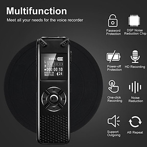 ROGTZ - Máy Ghi Âm Chuyên Nghiệp V91 Chip Xử Lý ATJ21275 Bộ nhớ 8Gb Loa ngoài Mic Thu Âm Kép Định dạng Nhiều chế độ ghi âm Ghi MP3/Wav Hỗ trợ Thẻ Nhớ Ngoài Màn hình LCD Pin 410mAh Thời gian Ghi 581 Giờ Mật Khẩu Bảo Vệ Hỗ trợ Đa Ngôn Ngữ - Hàng Chính Hãng