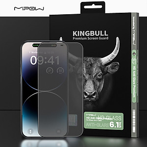 Miếng Dán Màn Hình Kính Cường Lực Chống Vân Tay MIPOW KINGBULL Dành Cho iPhone 15 Pro Max / 15 Pro / 15 Plus / 15 - HÀNG CHÍNH HÃNG