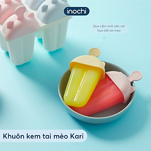 Khuôn Làm Kem Tai Thỏ/ Mèo Kari Sản Xuất Theo Tiêu Chuẩn Nhật Bản An Toàn Cho Sức Khỏe - Chính hãng Inochi ( Tặng kèm khăn lau PaKaSa) Giao màu ngẫu nhiên