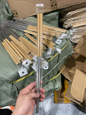 Đũa Inox Dài Nấu Ăn Cán Cầm Gỗ Thông Lõi Inox 304 Chống Han Gỉ Dài 38.5cm-  Đũa Xào Nấu Inox - Hàng Chính Hãng MINIIN