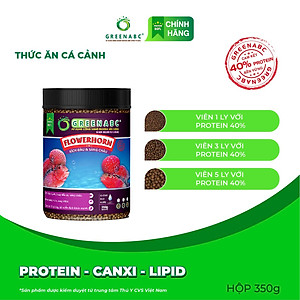 Thức ăn Cá La Hán GREENABC – Hàm lượng protein 40 kích bung đầu to, châu sáng, vảy rực rỡ – Hộp 350g