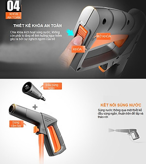 Máy Xịt Rửa Xe Cao Áp Rửa Xe Bọt Tuyết YILI 220V 1400W 90Bar Nhỏ Gọn Mạnh Mẽ Máy Rửa Xe Gia Đình