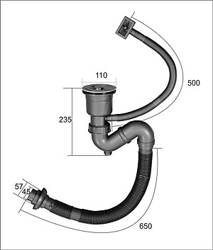 Combo chậu rửa bát 1 hố inox sus304 Valenza 6045, vòi rửa bát dây rút 01, xả, rổ inox, bình xà phòng