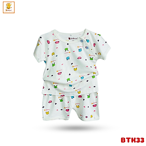 Đồ bé gái, bé trai Babiboo bộ cộc tay họa tiết, vải visco mềm mịn mát -BTK33