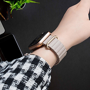 Dây Đeo Dành Cho Apple Watch Ultra / Apple Watch Series 1-8/SE/SE 2022, Kai.N Leather Loop Black Magnetic - Hàng Chính Hãng