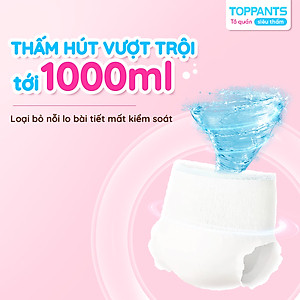 Tã/Bỉm Quần người lớn TOPPANTS Siêu Thấm, Chống Trào, Kháng Khuẩn Size M/L/XL (54 Miếng)